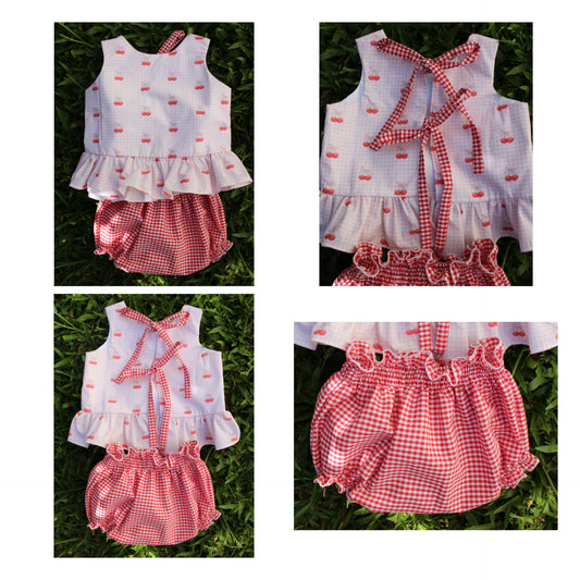 Conjunto tapa fraldas e top laços